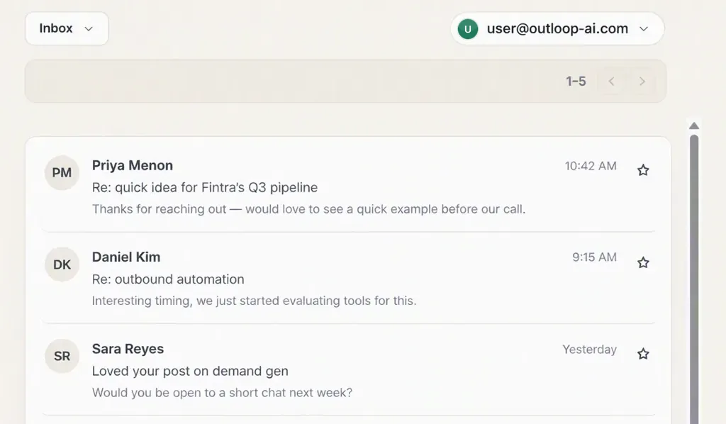 Outloop unified inbox listing replies